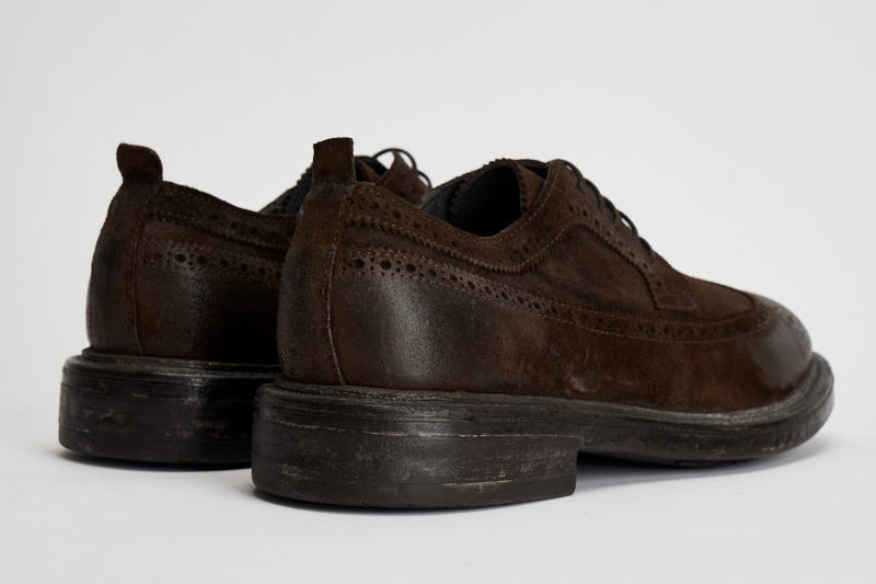 Scarpe uomo stringate in suede moro 52617A JAVA MOMA 
