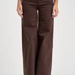 Jeans donna a gamba larga marrone cioccolato 11105544 CBW MOTHER 