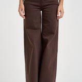 Jeans donna a gamba larga marrone cioccolato 11105544 CBW MOTHER 