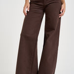 Jeans donna a gamba larga marrone cioccolato 11105544 CBW MOTHER 