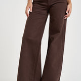 Jeans donna a gamba larga marrone cioccolato 11105544 CBW MOTHER 