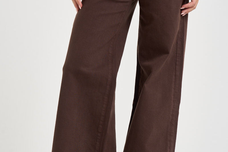 Jeans donna a gamba larga marrone cioccolato 11105544 CBW MOTHER 