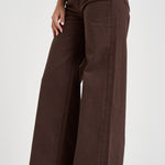 Jeans donna a gamba larga marrone cioccolato 11105544 CBW MOTHER 