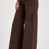 Jeans donna a gamba larga marrone cioccolato 11105544 CBW MOTHER 