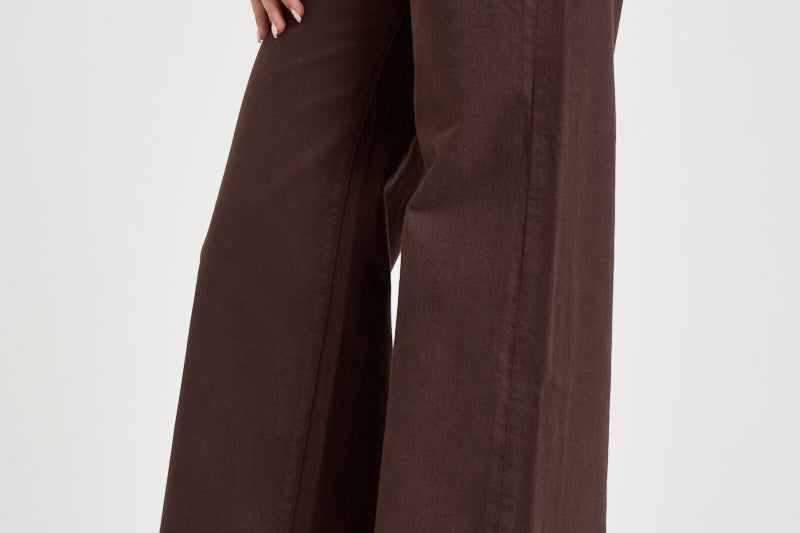 Jeans donna a gamba larga marrone cioccolato 11105544 CBW MOTHER 