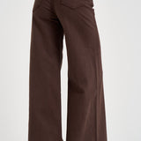 Jeans donna a gamba larga marrone cioccolato 11105544 CBW MOTHER 