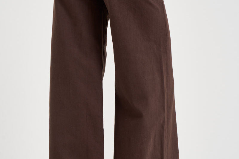Jeans donna a gamba larga marrone cioccolato 11105544 CBW MOTHER 