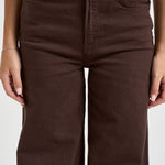 Jeans donna a gamba larga marrone cioccolato 11105544 CBW MOTHER 