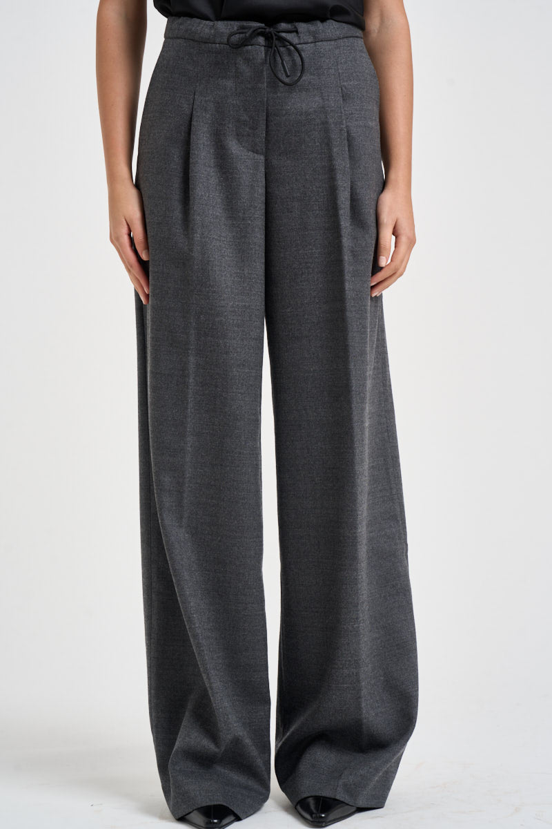 Pantaloni donna con coulisse e pinces antracite EDR02 U38GRIGIO NINE IN THE MORNING 