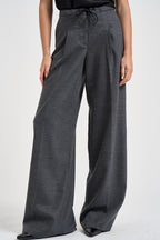 Pantaloni donna con coulisse e pinces antracite EDR02 U38GRIGIO NINE IN THE MORNING 