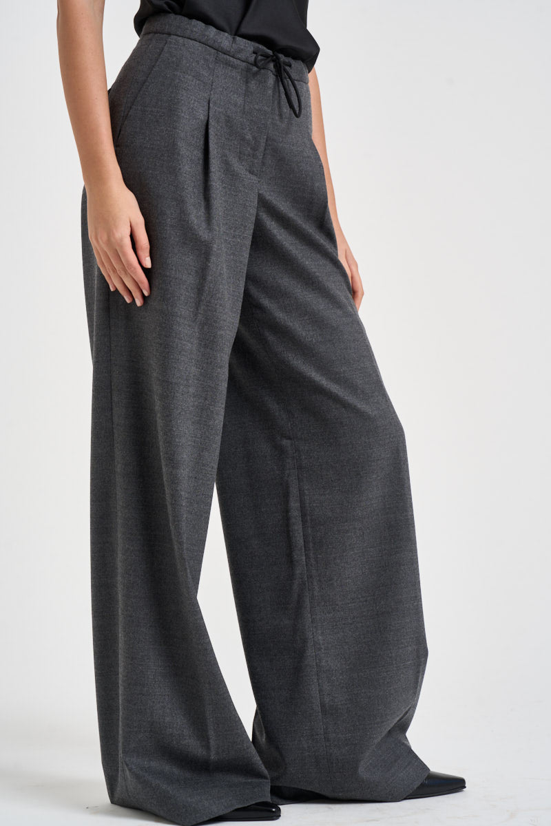 Pantaloni donna con coulisse e pinces antracite EDR02 U38GRIGIO NINE IN THE MORNING 