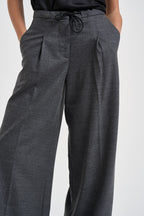 Pantaloni donna con coulisse e pinces antracite EDR02 U38GRIGIO NINE IN THE MORNING 