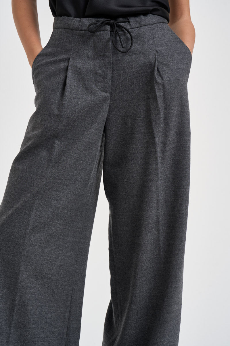 Pantaloni donna con coulisse e pinces antracite EDR02 U38GRIGIO NINE IN THE MORNING 