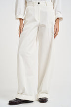 Pantaloni donna Nancy gamba larga bianco NANCY232 BURRO NINE IN THE MORNING 