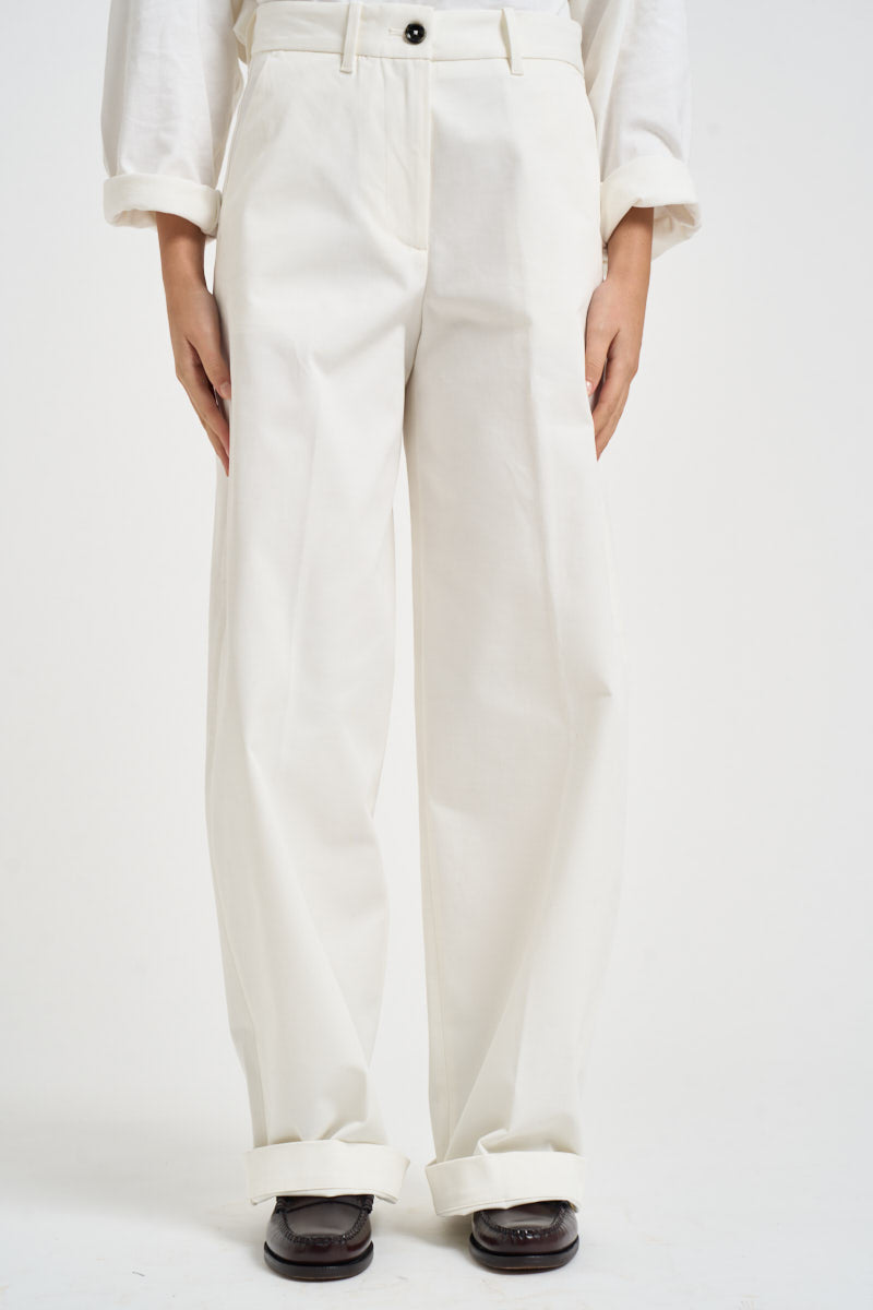 Pantaloni donna Nancy gamba larga bianco NANCY232 BURRO NINE IN THE MORNING 