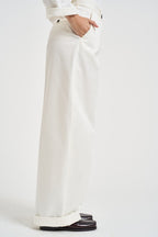Pantaloni donna Nancy gamba larga bianco NANCY232 BURRO NINE IN THE MORNING 