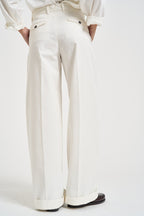 Pantaloni donna Nancy gamba larga bianco NANCY232 BURRO NINE IN THE MORNING 
