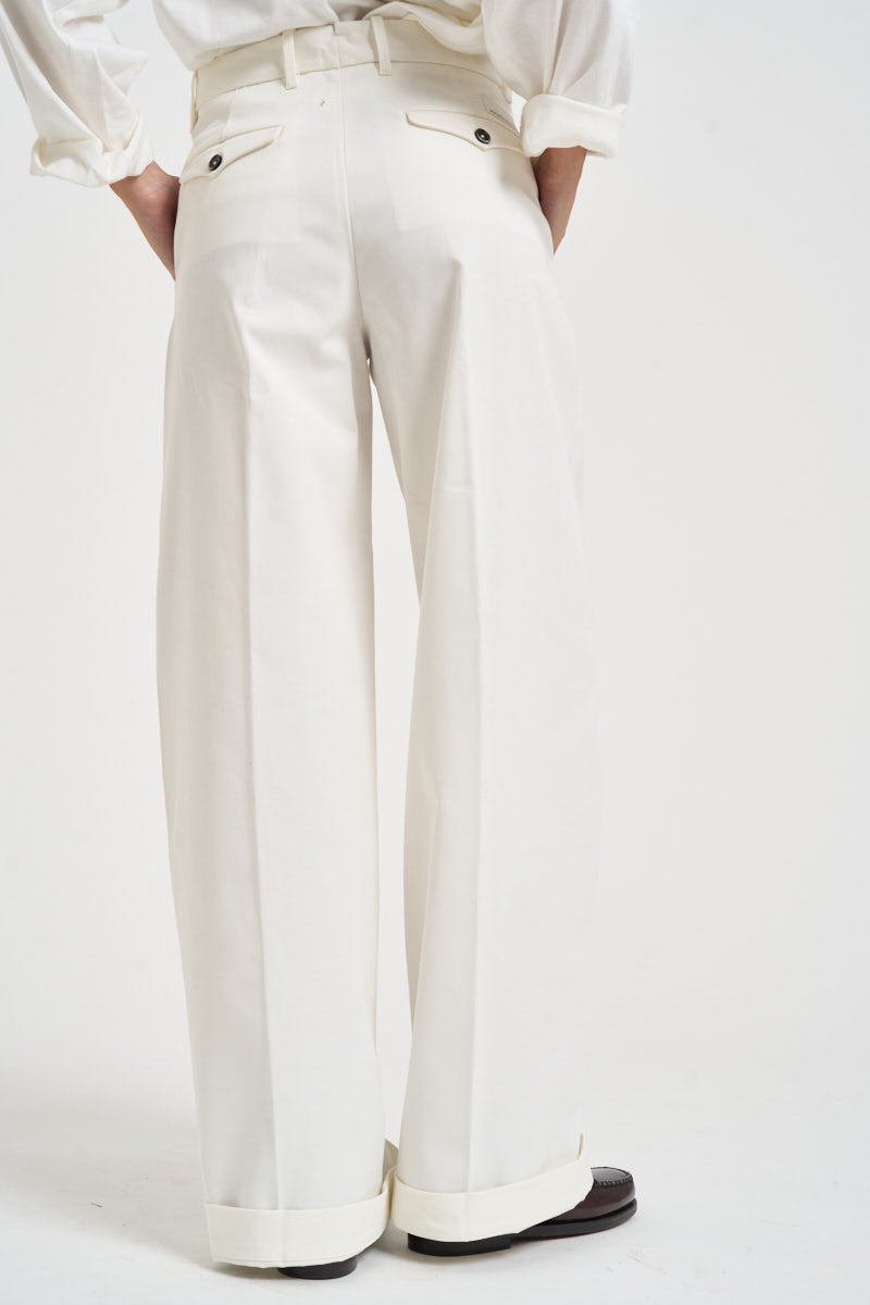 Pantaloni donna Nancy gamba larga bianco NANCY232 BURRO NINE IN THE MORNING 