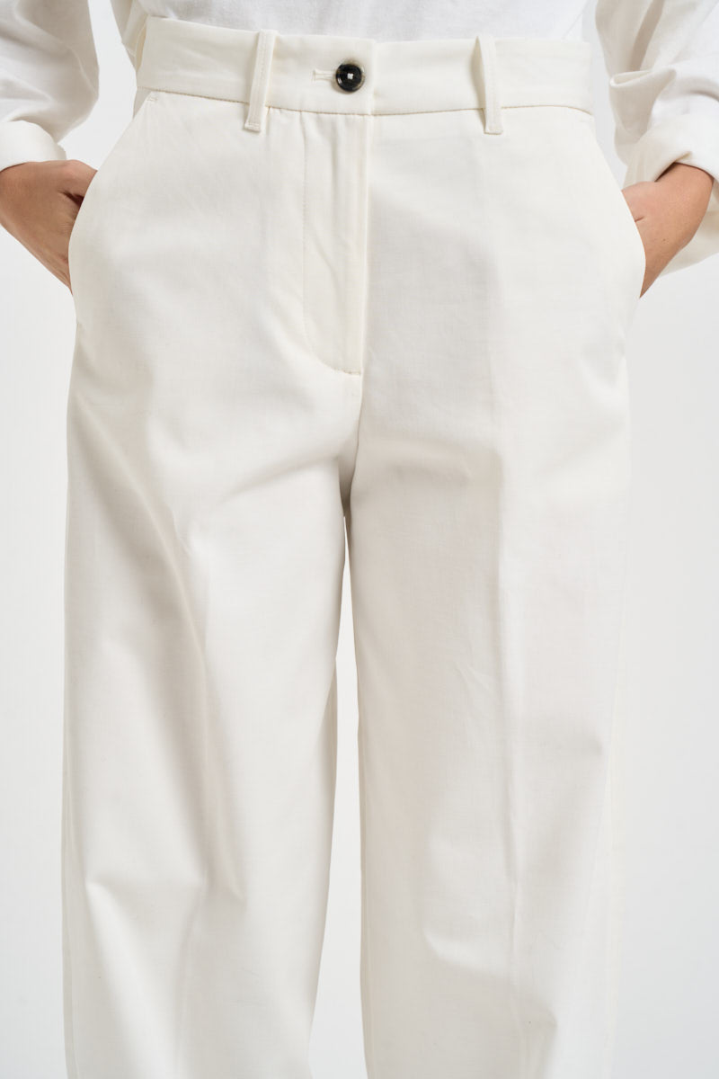Pantaloni donna Nancy gamba larga bianco NANCY232 BURRO NINE IN THE MORNING 