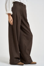 Pantaloni donna zina sartoriali marrone scuro ZIN07 S69LEGNO NINE IN THE MORNING 