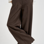 Pantaloni donna zina sartoriali marrone scuro ZIN07 S69LEGNO NINE IN THE MORNING 