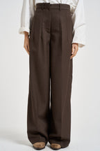 Pantaloni donna zina sartoriali marrone scuro ZIN07 S69LEGNO NINE IN THE MORNING 