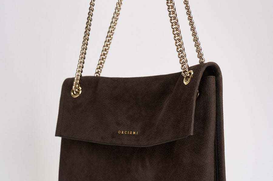 Borsa donna Venus Nabucco Midi a spalla in pelle nabuk moro B02212NAB MORO ORCIANI 