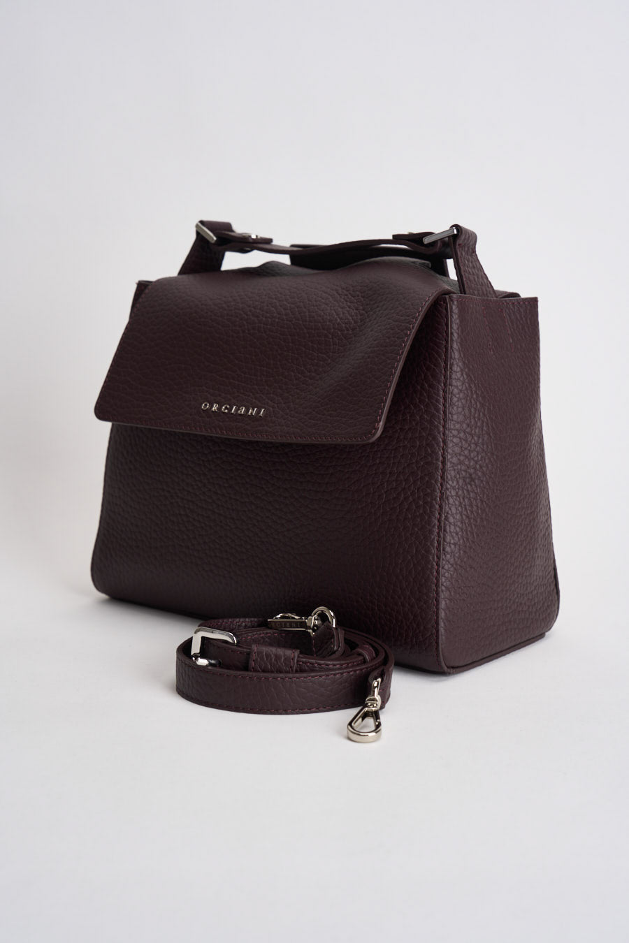 Borsa donna Sveva Soft Media a spalla in pelle con tracolla burgundy BT2006SOF BURGUNDY ORCIANI 