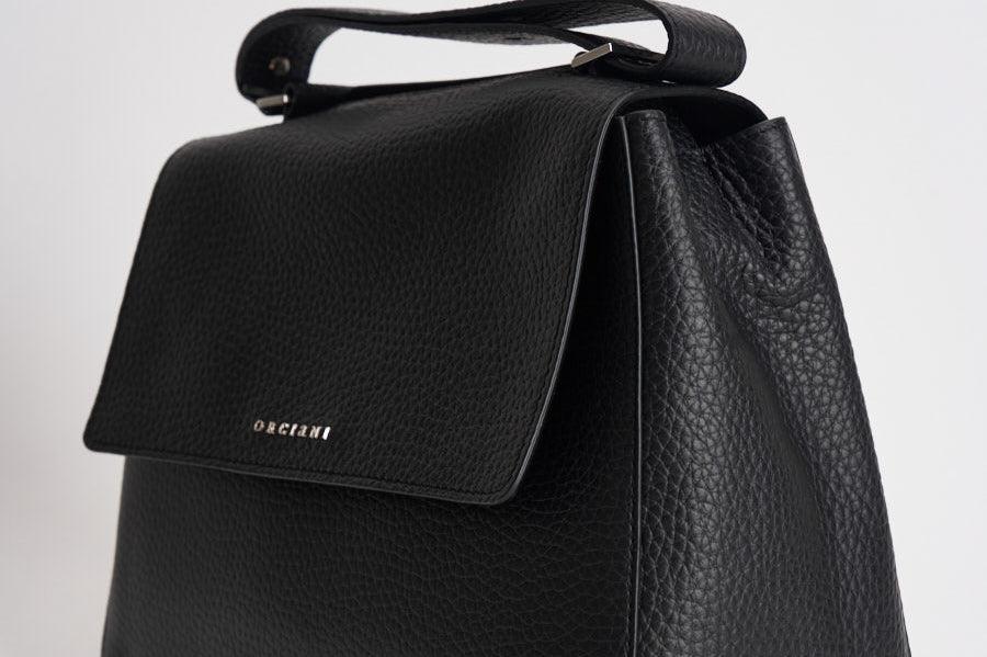 Borsa donna Sveva Soft Media a spalla in pelle con tracolla nera BT2006SOF NERO ORCIANI 