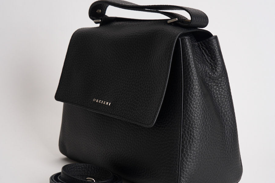 Borsa donna Sveva Soft Media a spalla in pelle con tracolla nera BT2006SOF NERO ORCIANI 