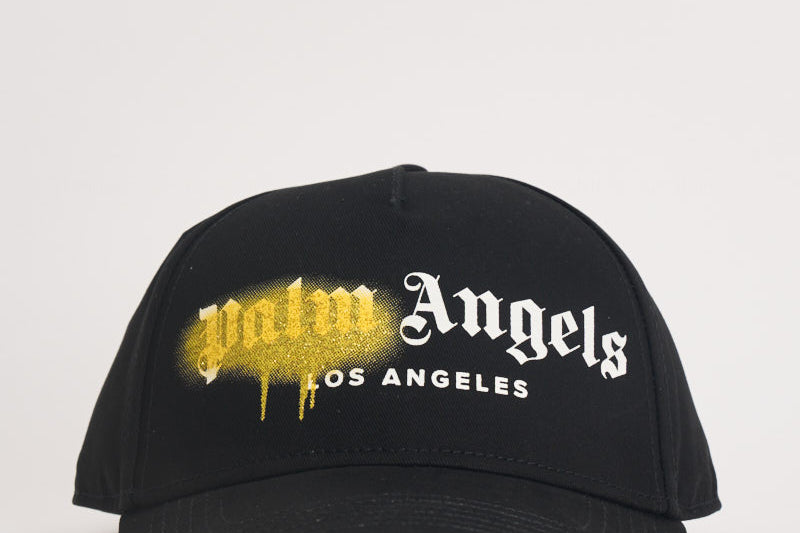 Cappello uomo spray logo giallo e nero BL00COZ1122 BLACLYELLOW PALM ANGELS 