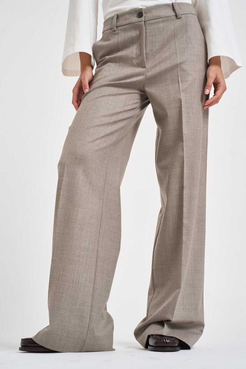 Pantalone donna palazzo tortora mélange D231491 LUDY064 P.a.r.o.s.h. 