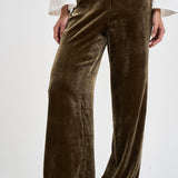 Pantalone donna palazzo in velluto marrone oliva D233038 RAVEL064 P.a.r.o.s.h. 
