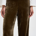 Pantalone donna palazzo in velluto marrone oliva D233038 RAVEL064 P.a.r.o.s.h. 