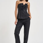 Top donna Bustier grigio antracite mèlange D313392 LUDY020 P.a.r.o.s.h. 