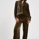 Camicia donna in velluto marrone oliva D381325 RAVEL064 P.a.r.o.s.h. 