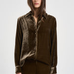 Camicia donna in velluto marrone oliva D381325 RAVEL064 P.a.r.o.s.h. 