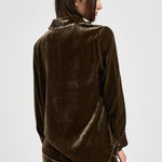 Camicia donna in velluto marrone oliva D381325 RAVEL064 P.a.r.o.s.h. 
