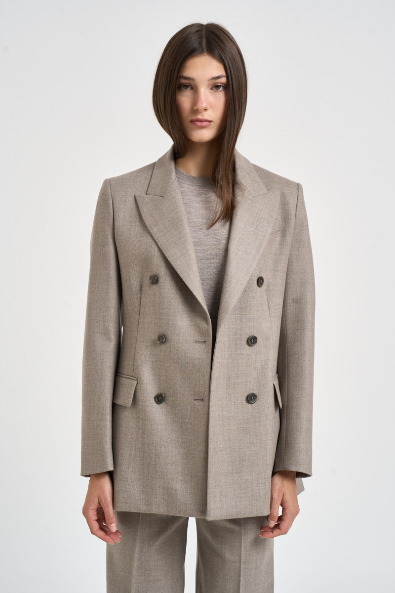 Giacca donna doppiopetto Liliuxy tortora mèlange D420436 LUDY064 P.a.r.o.s.h. 