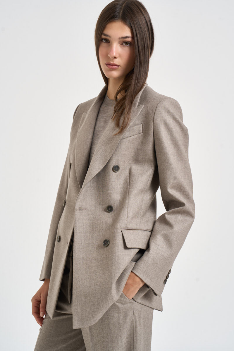 Giacca donna doppiopetto Liliuxy tortora mèlange D420436 LUDY064 P.a.r.o.s.h. 