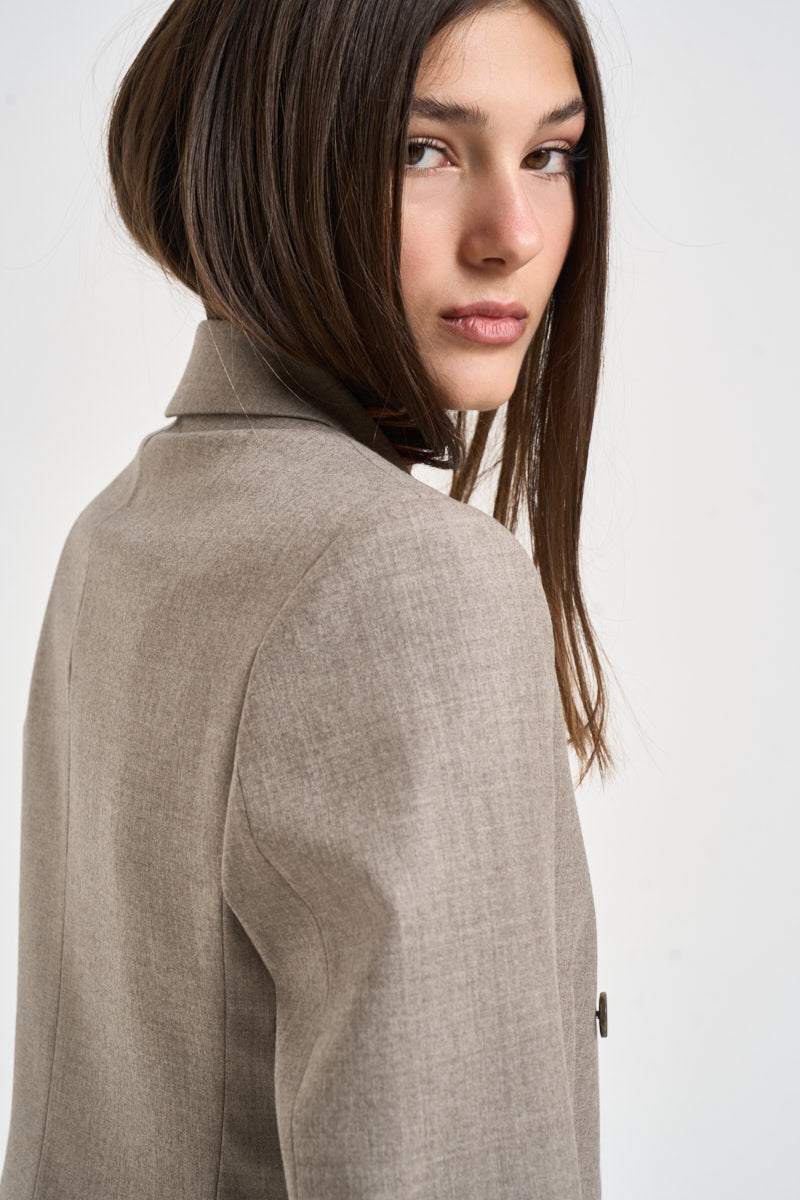Giacca donna doppiopetto Liliuxy tortora mèlange D420436 LUDY064 P.a.r.o.s.h. 