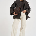 Caban donna doppiopetto marrone antracite D431855G LEAK26086 P.a.r.o.s.h. 