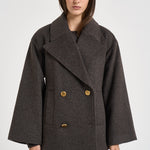 Caban donna doppiopetto marrone antracite D431855G LEAK26086 P.a.r.o.s.h. 