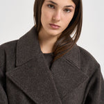 Caban donna doppiopetto marrone antracite D431855G LEAK26086 P.a.r.o.s.h. 