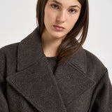 Caban donna doppiopetto marrone antracite D431855G LEAK26086 P.a.r.o.s.h. 