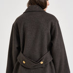 Caban donna doppiopetto marrone antracite D431855G LEAK26086 P.a.r.o.s.h. 