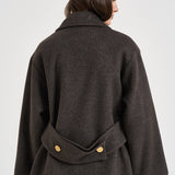 Caban donna doppiopetto marrone antracite D431855G LEAK26086 P.a.r.o.s.h. 