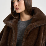 Giacca donna corta in ecopelliccia marrone D431913 PULSE26808 P.a.r.o.s.h. 