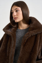 Giacca donna corta in ecopelliccia marrone D431913 PULSE26808 P.a.r.o.s.h. 