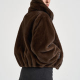 Giacca donna corta in ecopelliccia marrone D431913 PULSE26808 P.a.r.o.s.h. 